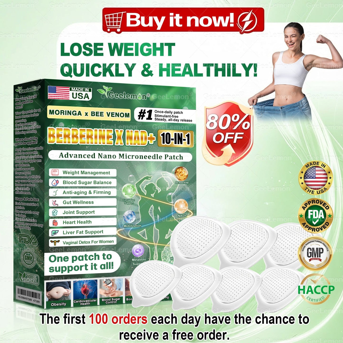 𝐎𝐟𝐟𝐢𝐜𝐢𝐚𝐥 𝐔𝐒 𝐒𝐭𝐨𝐫𝐞 🇺🇸  | 🧑‍⚕️🩺 𝐆𝐞𝐞𝐋𝐞𝐦𝐨𝐧® Moringa · Berberine × NAD+ 𝟏𝟎-𝐢𝐧-𝟏 𝐀𝐝𝐯𝐚𝐧𝐜𝐞𝐝 𝐍𝐚𝐧𝐨 𝐌𝐢𝐜𝐫𝐨𝐧𝐞𝐞𝐝𝐥𝐞 𝐏𝐚𝐭𝐜𝐡 — 𝐎𝐧𝐜𝐞 𝐃𝐚𝐢𝐥𝐲, 𝐕𝐢𝐬𝐢𝐛𝐥𝐞 𝐑𝐞𝐬𝐮𝐥𝐭𝐬 𝐢𝐧 𝟕 𝐃𝐚𝐲𝐬