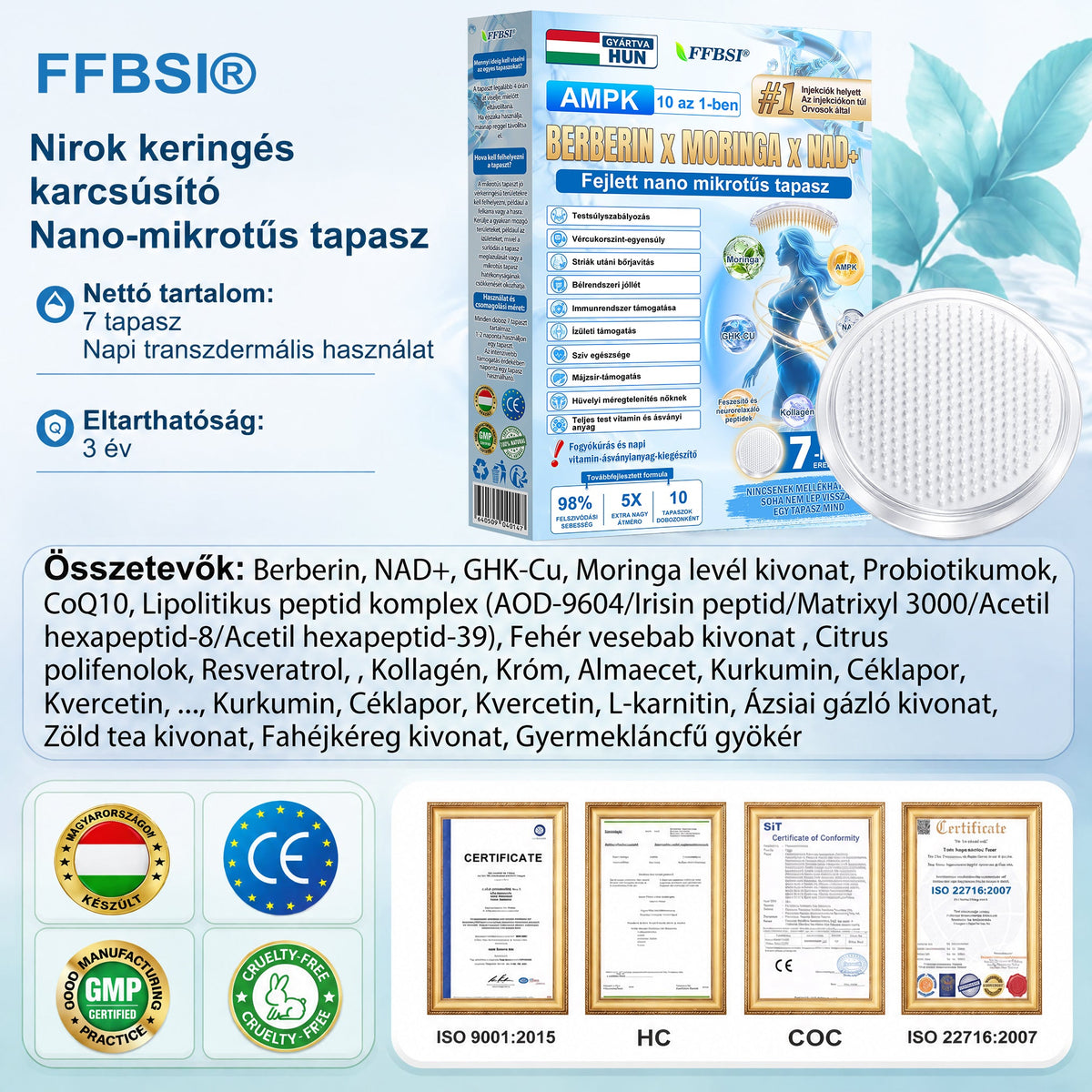 🎁Hivatalos tanúsítás🔥 Több ezer elégedett felhasználó Magyarországon| 🤍FFBSI® Glumasetide 10 az 1-ben Karcsú és Egészséges Nano Mikrotűs Tapasz 🇭🇺