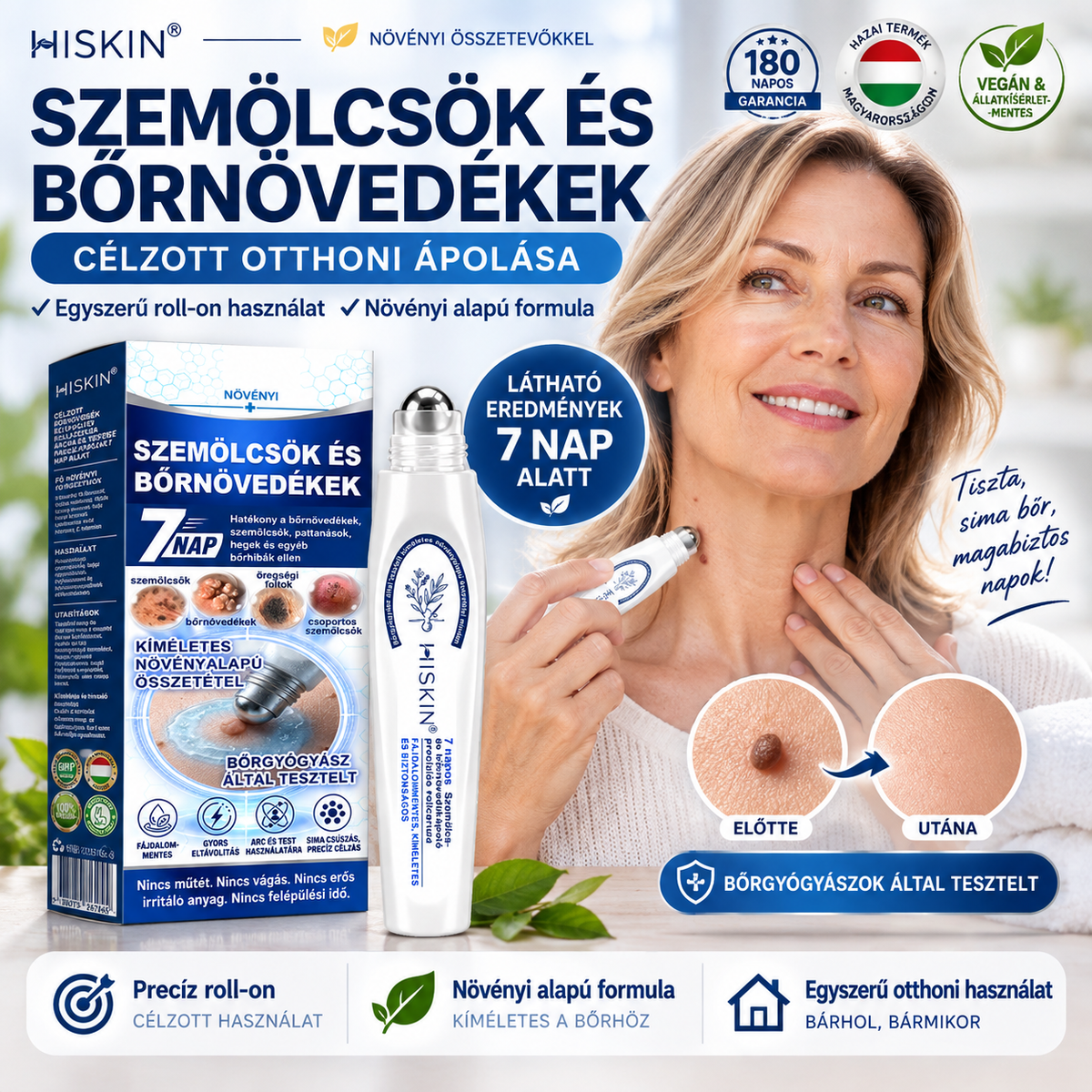🕊️Hivatalos Márkabolt | 🚢 Hiskin® 7 napos Szemölcseltávolító Roll-on Ápoló Folyadék (Fájdalommentes rollerball technológia, hegek nélkül)