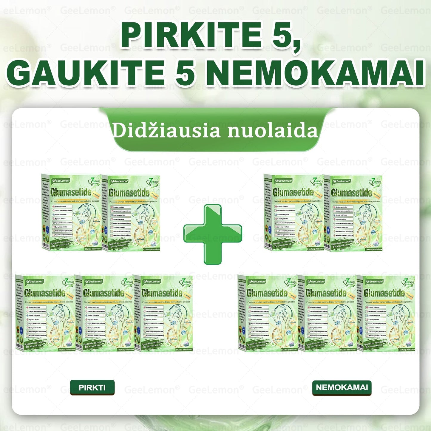 🎁Rekomenduojama Santaros klinikų · 👩‍⚕️ Oficiali „Eurovaistinė“ vaistinė🎁 𝐆𝐞𝑒𝐿𝑒𝐦𝐨𝐧® 𝐆𝐥𝐮𝐦𝐚𝐬𝐞𝐭𝐢𝐝𝐞 8 viename Liekninantis ir sveikatinantis nano pleistras su mikroadatomis 🇱🇹 (Tik kartą per dieną, matomi pokyčiai jau per 7 dienas)  ✅