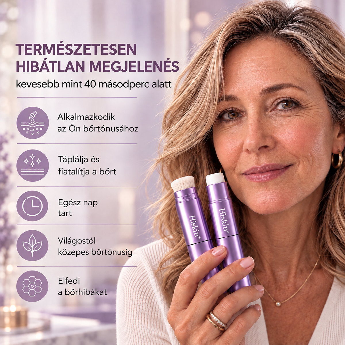 💯 AZ UTOLSÓ 2 ÓRÁBAN · 80% KEDVEZMÉNY!  Hiskin® 2 az 1-ben színváltó alapozó stift | Elfedi az öregségi foltokat, halványítja a finom ráncok láthatóságát és hidratálja a bőrt – beépített ecsettel a fiatalos, ragyogó arcbőrért!