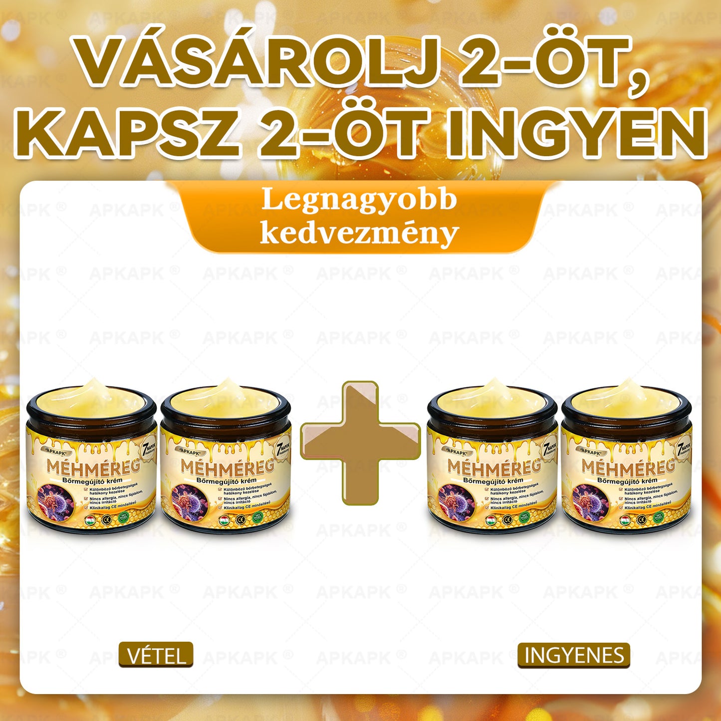 Fájdalommentesen és hatékonyan távolítja el a különböző szemölcsökety👨‍⚕️ APKAPK® Méhméreg Bőrmegújító Krém segít eltávolítani a közönséges, talpi, lapos és fonalas szemölcsöket, valamint a papillómákat