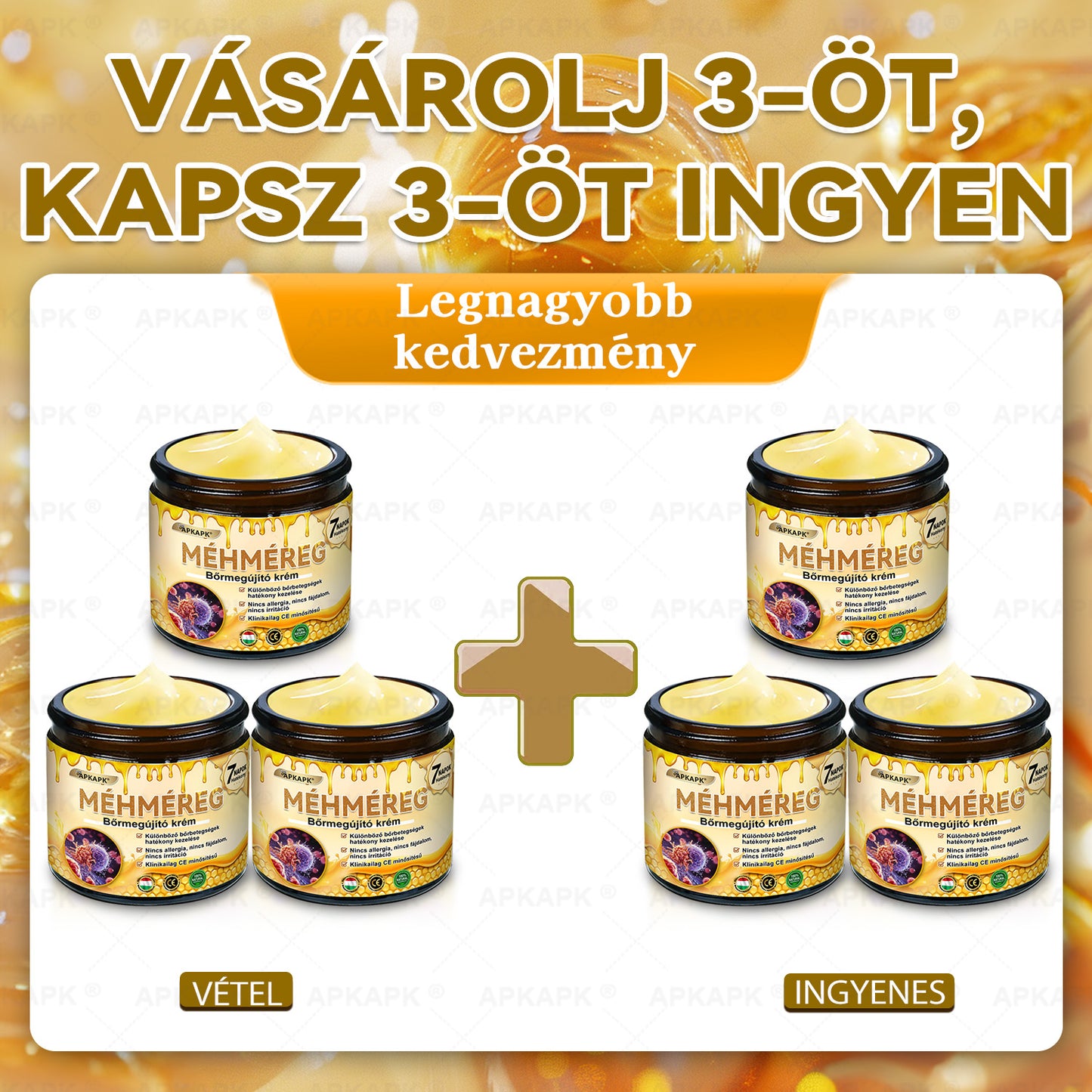 Fájdalommentesen és hatékonyan távolítja el a különböző szemölcsökety👨‍⚕️ APKAPK® Méhméreg Bőrmegújító Krém segít eltávolítani a közönséges, talpi, lapos és fonalas szemölcsöket, valamint a papillómákat