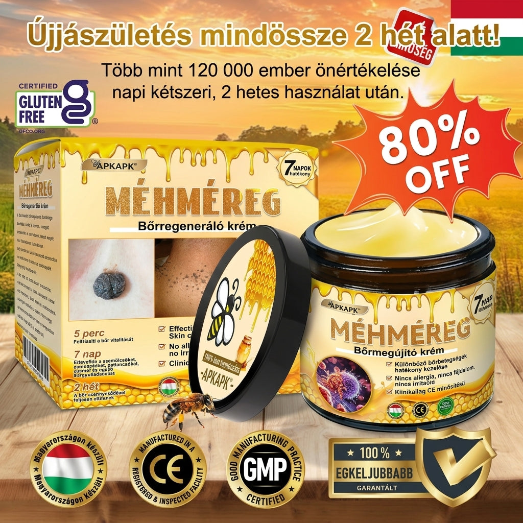 Fájdalommentesen és hatékonyan távolítja el a különböző szemölcsökety👨‍⚕️ APKAPK® Méhméreg Bőrmegújító Krém segít eltávolítani a közönséges, talpi, lapos és fonalas szemölcsöket, valamint a papillómákat